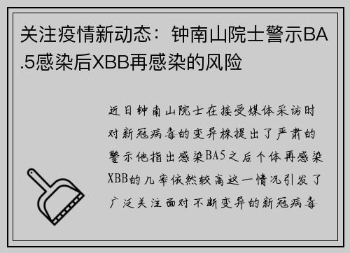 关注疫情新动态：钟南山院士警示BA.5感染后XBB再感染的风险